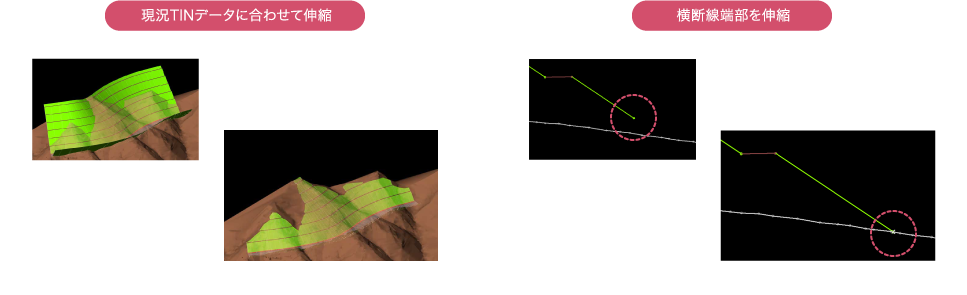 サイテック3D　i-Constructionに対応し、3次元設計データを伸縮