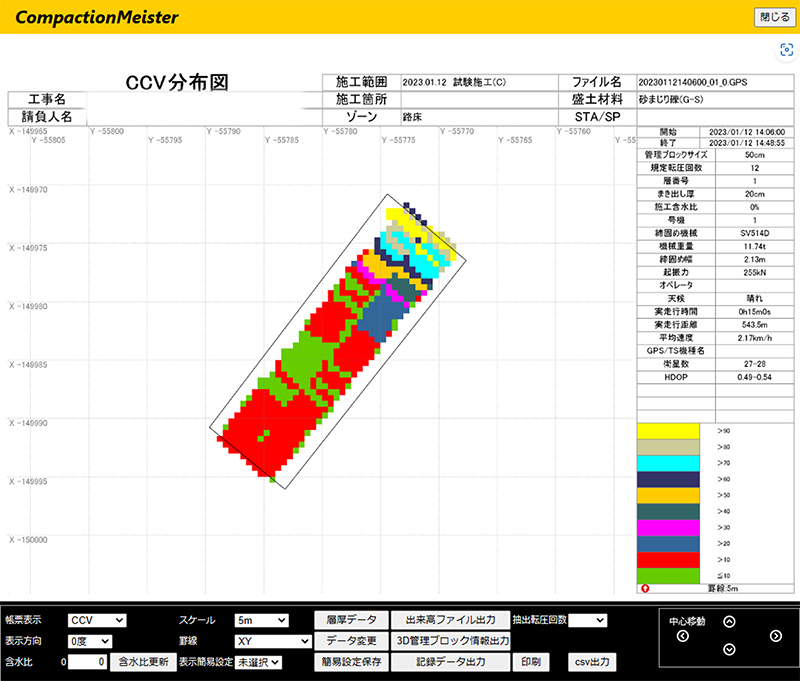 クラウドの画面「CCV値による表示」 必要に応じて、色の設定も変えることが出来る。