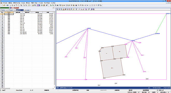 福井コンピュータ製測量計算CADシステム「BLUETREND XA2016」特徴 測量計算：多用な計算機能を備え作業を容易に
