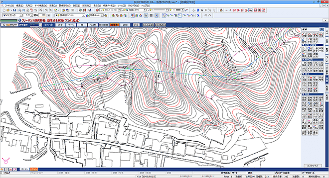 福井コンピュータ製測量計算CADシステム「BLUETREND XA2016」特徴 CAD：測量業のニーズに沿った豊富な専用機能を搭載