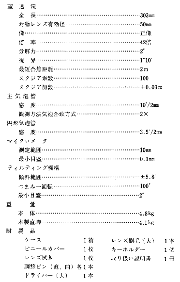 ソキア ティルティングレベル（一級水準儀） PL1 仕様