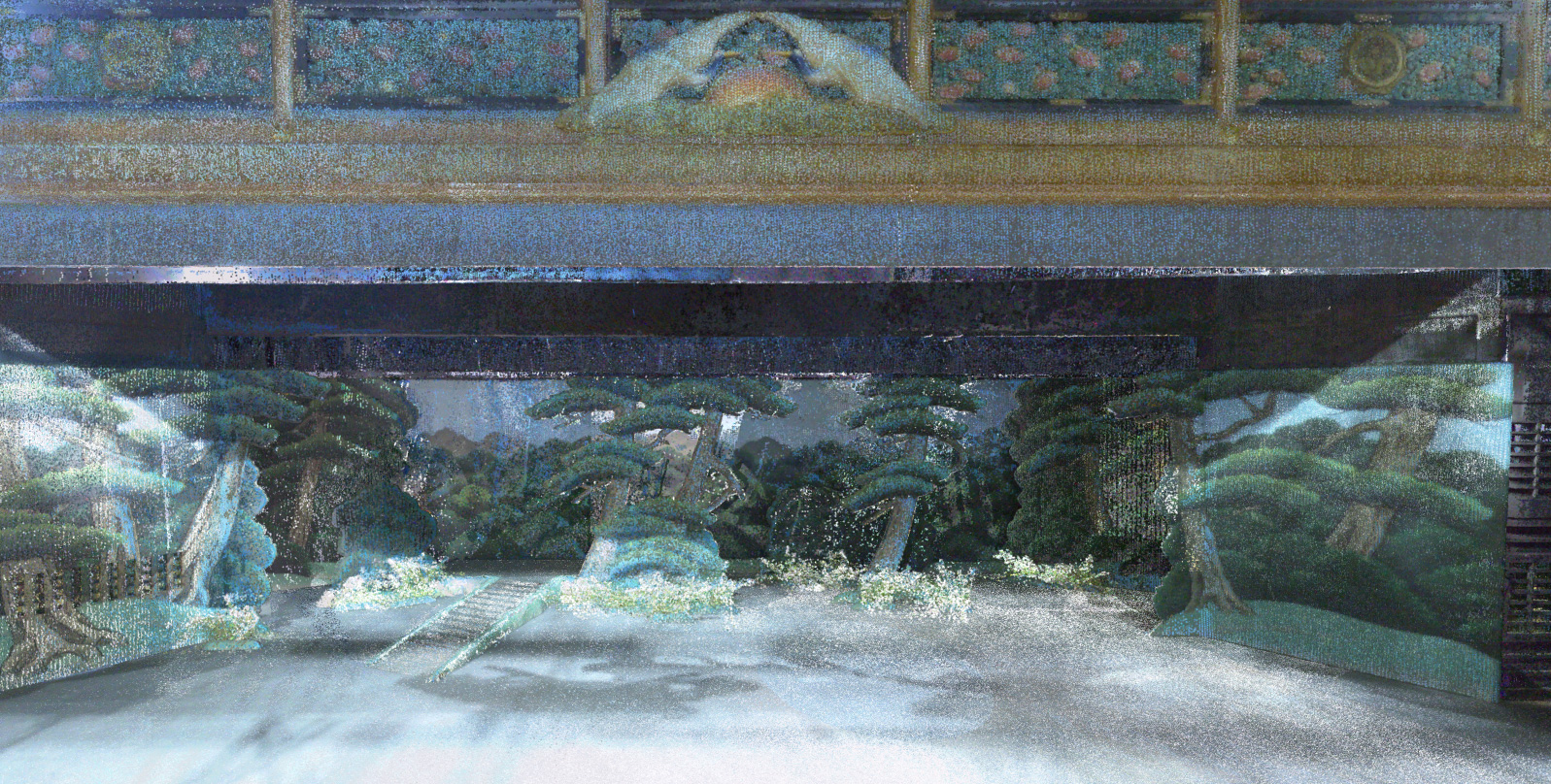 １.点群データのみ。 BLKは35機械点、NavVisは108パノラマ撮影点での計測を行いました。映画『国宝』