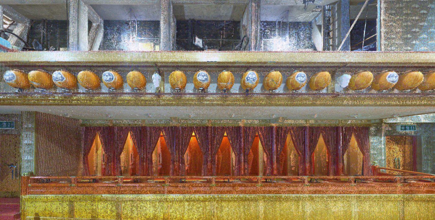 ２.点群データのみ。 提灯の柄までくっきり区別ができます。映画『国宝』