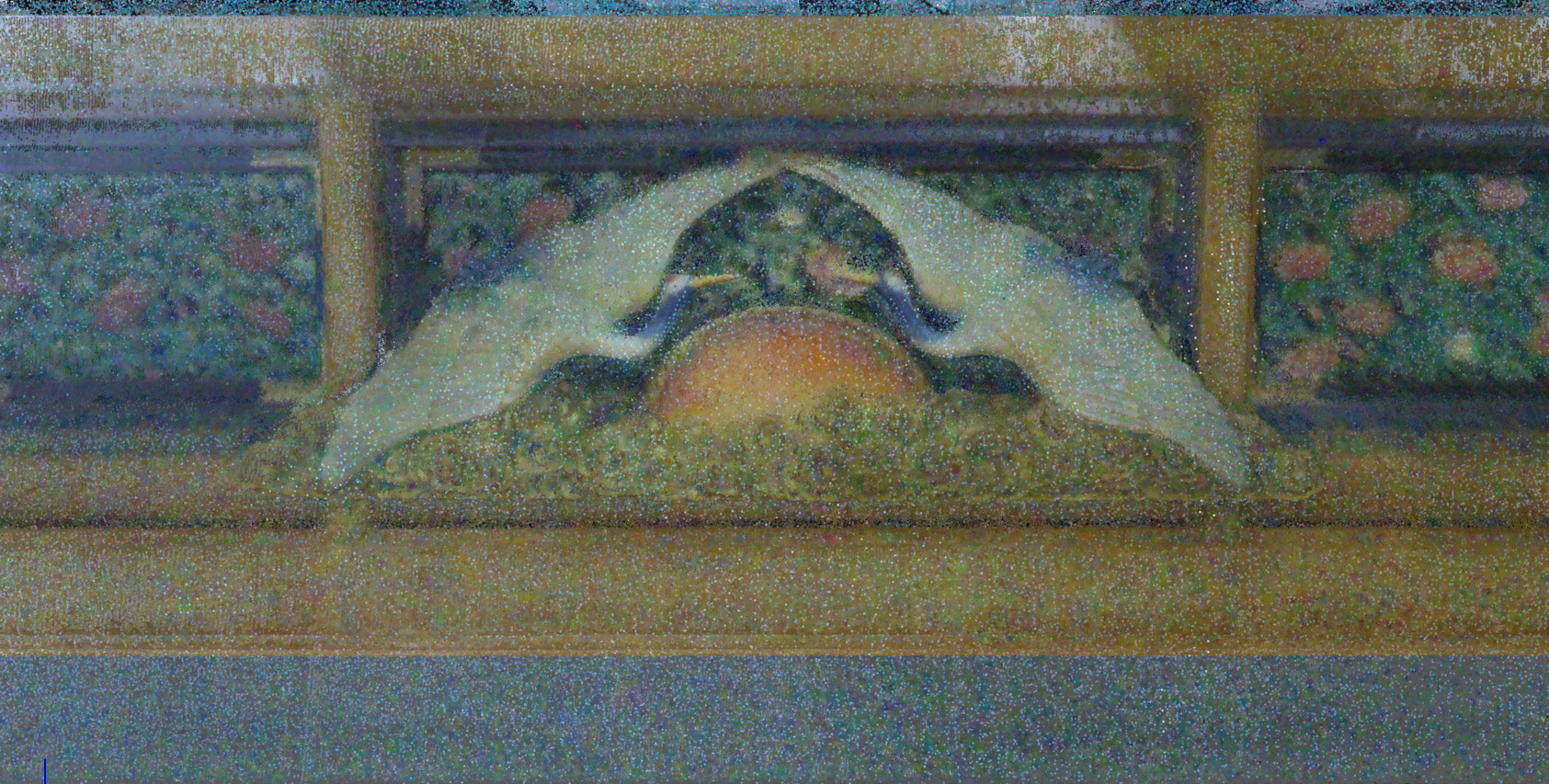 ５.点群データのみ。  舞台上部の装飾。なめらかな曲線も細かくデータ化されています。映画『国宝』