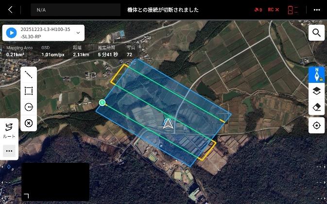 L3高度100m時の範囲とルート