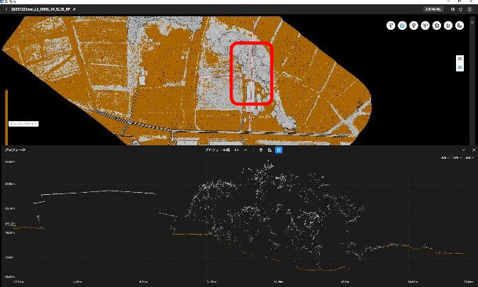Fig.46 Zenmuse L2高度50m断面④ 上図赤枠拡大