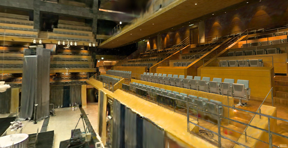 ②L2Proで作成した3DGS（Gaussian Splatting）。 2階席です。